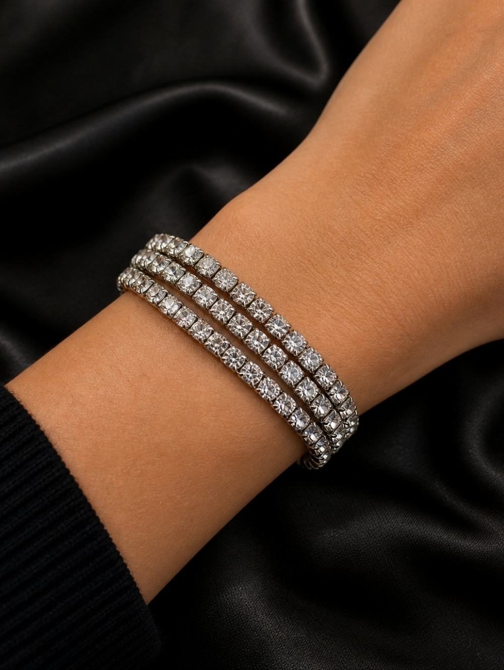 Vintage Sliding Rhinestone Wrap Bracelet